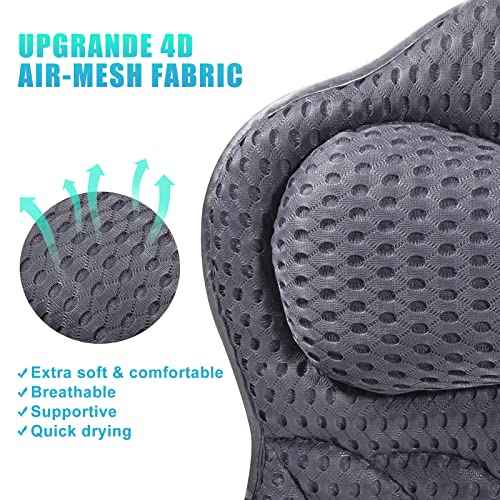 Bath Pillow, Tub Pillow for Bathtub with Strong Non-Slip Suction Cups and Comfortabl 3D AirMesh Bath Pillow for Women &Man