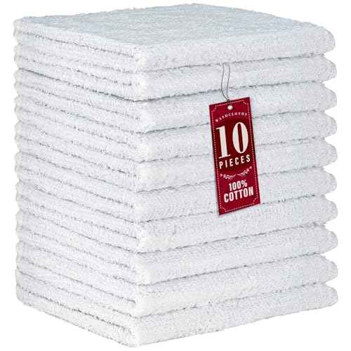DecorRack 10 Pack 100% Cotton Wash Cloth, Luxurious Soft, 12 x 12 inch Ultra Absorbent, Machine Washable Premium Quality Washcloths, White (10 Pack)