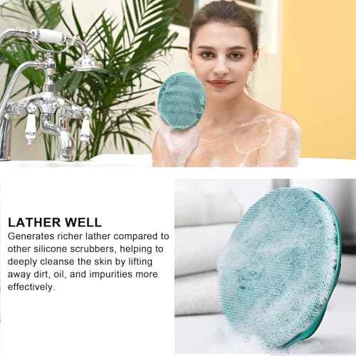 INNERNEED Soft Silicone Body Cleansing Brush Shower Scrubber, Gentle Exfoliating and Massage for All Kinds of Skin (Dark Green)