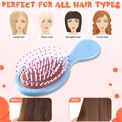 Zopeal 28 Pcs Kids Gift Wet Hair Mini Brush Bulk Girl Halloween Operation Christmas Small Pocket Travel Hairbrush Hygiene Detangler Soft Bristle Detangling Paddle for Party Favor Reward(28 Colors)