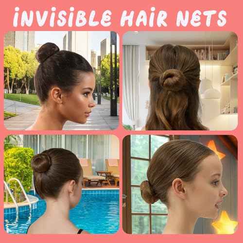 Teenitor Hair Bun Maker For Kids Bun Nets For Ballet Girls, 4 Pcs Small Ballet Bun Kit For Kids, 10 Pcs 30 cm Hair Nets For Buns, 10 Pcs U Shaped Bobby Pins, Dark Brown