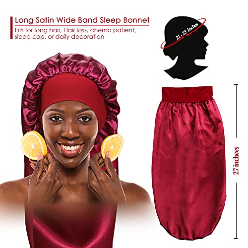 4 Pieces Extra Large Satin Sleep Cap for Long Hair,Long Dreadlock Night Sleep Bonnet for Women