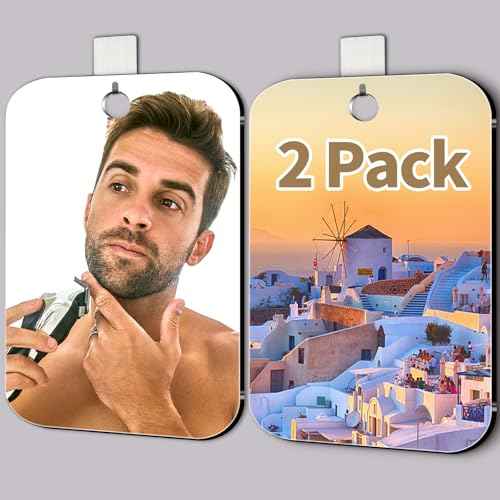 2 Pack Shower Mirror Fogless for Shaving, Larger 10.7x8 inch Plexiglass Hand Mirror for Shower, Plastic Small Wall Mirrors for Travel, Unbreakable Little Mirrors, Camping Mirro, Hanging, Espejos