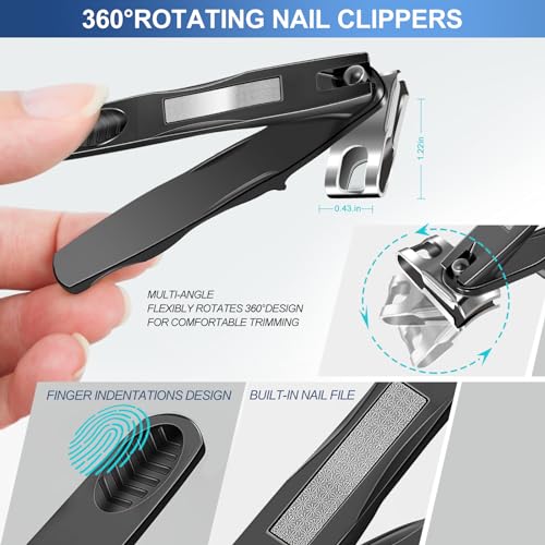 Toenail Clippers for Seniors Thick Toenails, Mens Stocking Stuffers 2025, Heavy Duty Large Toe Nail Clippers for Men with Catcher, 360¡ÆRotating Nail Clippers, Christmas Xmas Presents Gifts for Adults