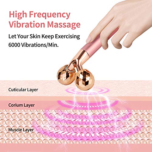 2-in-1 Face Massager Roller Electric Face Roller, 3D Roller and Crescent-Shape Face Massager Kit for Face Skin Care Tools
