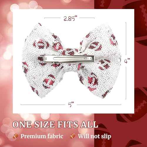 Cute Hair Clips for Thin Hair Baseball Bows for Toddler Girls Football Accessories Glitter Bows for Girls Gifts for Women Big Hair Clips