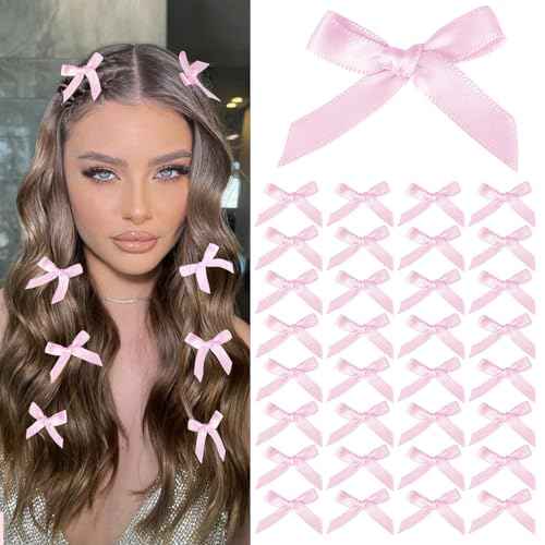 100Pcs Bow Hair Clips, Small Hair Bow Clip for women Girls, Mini Cute bowknot Hair Clips Barrettes Pins Metal Y2k Hair Accessories for Braids Teens Stage Concert Christmas Ballet Style(Pink)