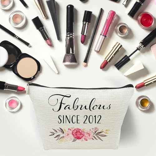 13rd Birthday Gifts for Girls, Sweet 13 Year Old Gift Makeup Bag, 13 Birthday Gift Makeup Bags for Her, Sister, Daughter, Niece, Granddaughter, Teen Girl Gifts Cosmetic Bag, Fabulous Since 2012