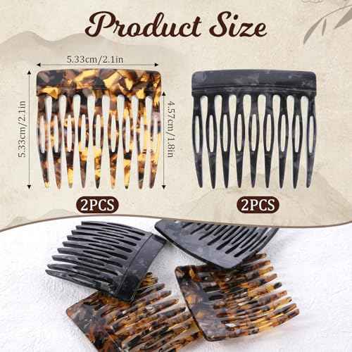 4 Pcs French Side Combs for Small French Twist, Decorative Hair Clips, Women's Bun Strong Hold Clips, Styling Accessories