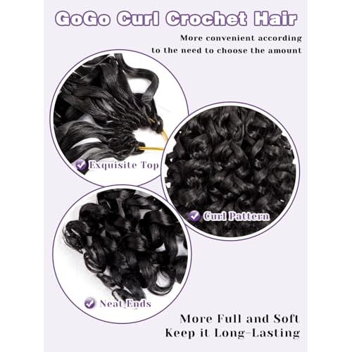 MYQUEEN Short Curly Crochet Hair for Women 8 Inch GoGo Curl Beach Ocean Wave Deep Twist Braids Pre Looped Synthetic Braiding Extensions 7 Packs