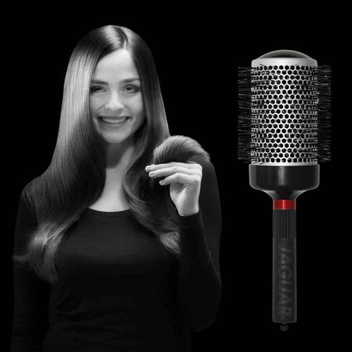 Jaguar T400 Thermal Round Hairbrush 80mm – Large Boar & Nylon Bristle Blow-Dry Brush for Volume, Smoothness & Shine – Heat-Retaining Barrel for Fast Styling – Professional Brush for Thick, Long Hair