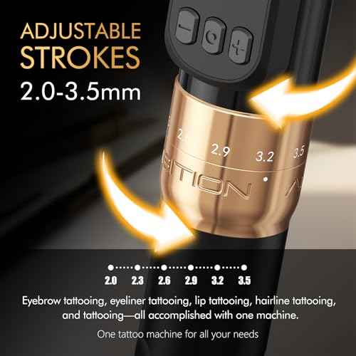 Ambition Sally 270 Rotary Tattoo Gun, Wireless Tattoo Machine with Adjustable Stroke 1300 mAh Battery 270 g.cm Torque Coreless Motor, Permanent Makeup Tattoo Pen for Eyebrow Eyeliner Lips SMP Artists