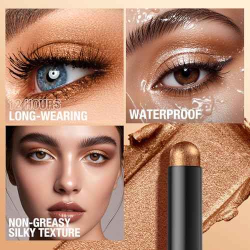 LANGMANNI 8Colors Dual-Ended Cream Eyeshadow Stick Set ? Silky Smooth, Waterproof & Transfer-Proof, Built-in Blender Brush, All-Day Matte & Shimmer Wear Eye Makeup(#A)