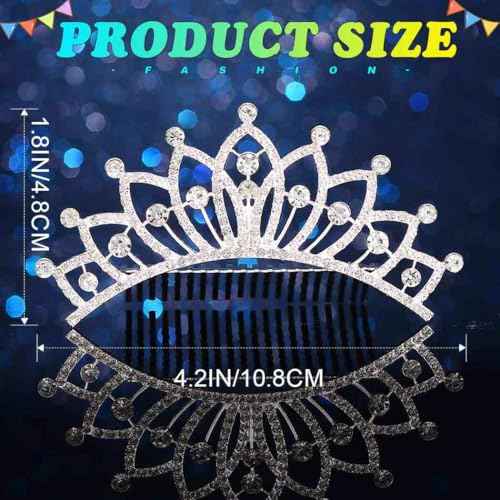 JEWEKY Princess Comb Tiara Mini Silver Rhinestone Hair Comb Brithday Decorations Hair Accessories