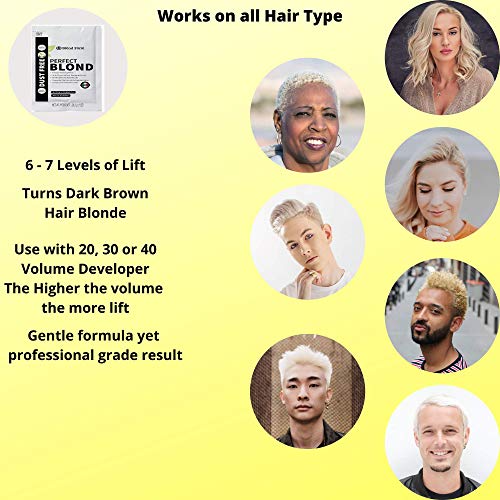 Perfect Blonde Toner Hair Dye Bleach Powder Lightener for Dark Hair Extra Strength Professional Formula (3 Packs of 1 Oz) ? Made in Italy by Blond Forte (Blue Powder Lightener)