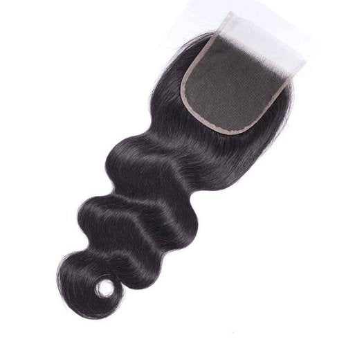 UNice Hair Body Wave 4x4 lace Closure Free Part, Unprocessed Brazilian Human Virgin Hair Swiss Lace Closure Natural Black Color 14 inch