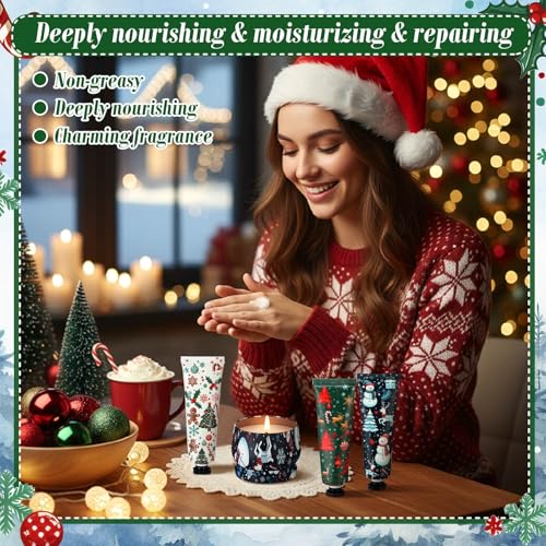 12sets/24pcs Christmas Bulk Gifts for Women 3.5oz Scented Candles & Hand Cream Lotion Set Christmas Stocking Stuffers Xmas Hand Cream Gift Relaxing Spa Set Travel Size Mini Lotion for Xmas Party Favor