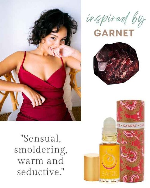 Garnet Perfume Oil Roll-On by Sage- 1/8 oz, Vegan & Cruelty-Free, Earthy Scent, Moroccan Rose, Amber, Egyptian Musk - Made in USA