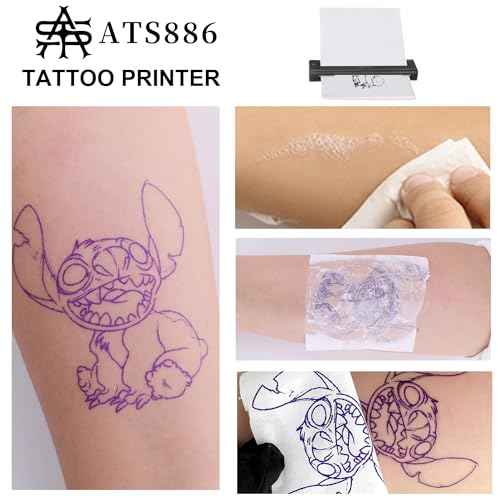 Yilong Wireless Bluetooth Tattoo Transfer Printer - Portable Machine for Artists & Beginners, Compatible with Android, iOS & PC (ATS886-Black)