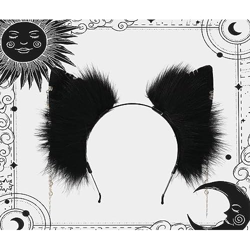 Cat Ears Headwear Headband,Animal Fluffy Neko Hairhoop Handmade,Head Accessories Halloween Cosplay Fancy Dress Party