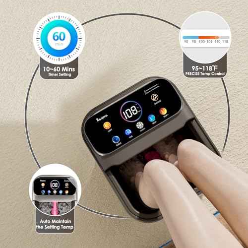 Foot Spa Electric Rotary Massage, with Touchscreen Pro Color Display, Collapsible Foot Bath with Heat, Bubble,Remote Control, Temp Control, and 24 Motorized Shiatsu Massage Balls (Dark Grey)