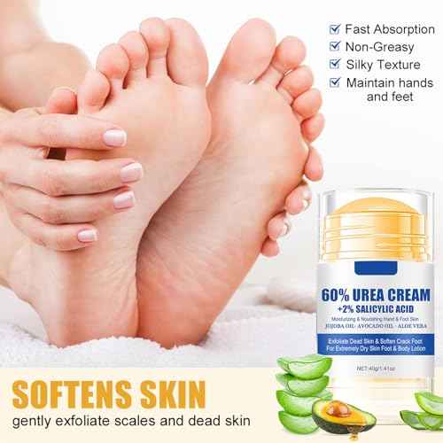 2pcs 60% Urea Hydrating and Anti-Cracking Foot Cream, 2025 Upgraded Moisturising and Relieves Cracking and Dryness Foot Cream for Dry Cracked Feet And Hands£¨aloe + peach£©