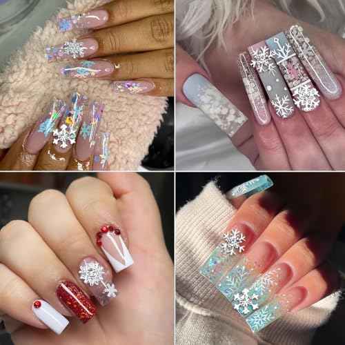 20Pcs Snowflake Nail Charms Christmas Nail Charms for Acrylic Nails, 3D Silve Crystals Diamonds Nail Rhinestones Xmas Snowflake Nail Gems Nail Jewelry for Women Girls New Year Nail Decoration (Silve)
