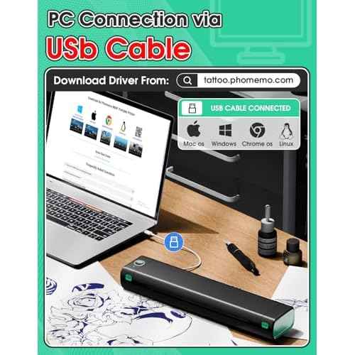 Phomemo Tattoo Stencil Printer, M08F Wireless Thermal Tattoo Printer with 10pcs Transfer Paper, Compatible with Phone/Tablet/PC, Tattoo Supplies for Tattoo Artists, AI Image Generation, Black & Green