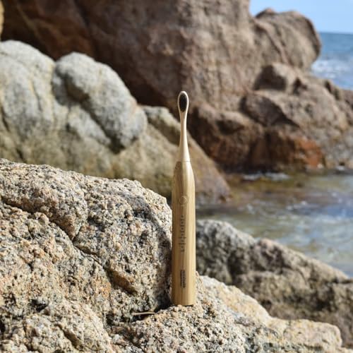 Sustainable Tomorrow Zen Bamboo Electric Toothbrush Adults, Rechargeable w/Plant-Based Soft Bristles, Bamboo Heads, 5 Modes & Long-Lasting Battery, Ideal Christmas Gifts for Women & Gifts for Men