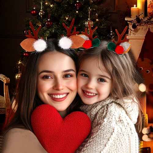 3 Pairs Christmas Reindeer Hair Clips, Cute Antlers Ears Hair Accessories, Deer Ears Headdresses for Girls and Toddlers