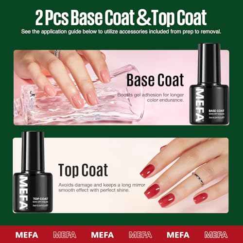 MEFA 19 Pcs Gel Nail Polish Kit with U V Light, 12 Christmas Colors Burgundy Red Dark Green Glitter Gel Polish Winter Silver Gold Sparkle Nail Polish Manicure Soak Off DIY Salon Decorations Gifts