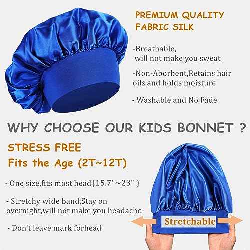 3 PCS Kids Bonnets for Girls,Silk Bonnet for Kid Sleeping,Toddler Bonnet for Boys and Girls