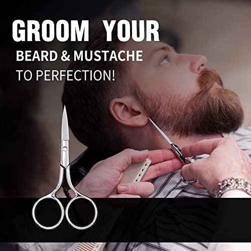 Eyebrow Scissors, Small Scissors for Hair, Eyebrows, Nose Hair, Beard, Eyelashes, Cuticle. Stainless Steel Fine Straight Tip Nose Hair Scissors