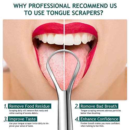 Tongue Scraper (2 Pack), Wide-head Tongue Cleaner with Nice Carrying Box, Easkep 100% Stainless Steel Tongue Scrapers Cleaners, for Men, Women, Adults, Kids