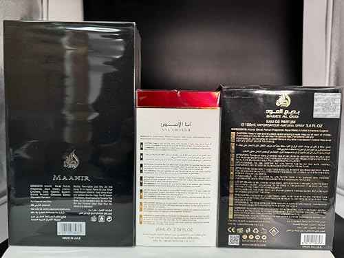 Lattafa Perfumes Bade'e Al Oud For Glory, Maahir Black & Ana Abiyedh Rouge EDP-100ml(3.4 oz)