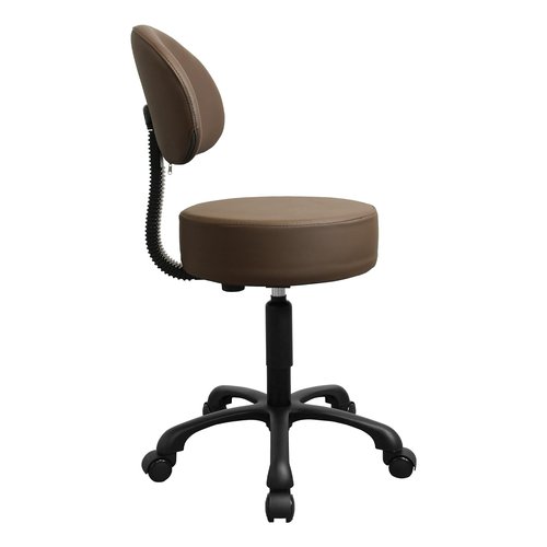 Lilfurni Black Lift Swivel Rolling Stool Round Chair,Thick Sturdy Padding,Adjustable Stool with Wheels for Doctor,Medical,Massage Salon,Office,Shop(with Back, Brown)