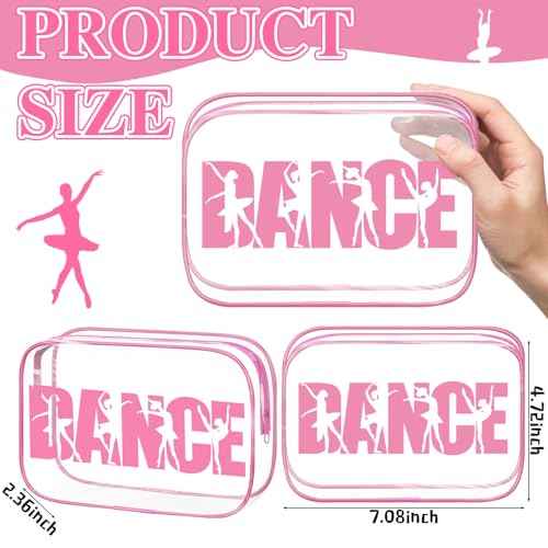 Kacctyen 12 Pcs Dance Makeup Bag Ballerina Lover Appreciation Gifts 7 x 4.7 x 2.4 Inches Cosmetic Bag Dance Snack Bags PVC Case Clear Toiletry Zipper Pouch for Women Ballet Team Ballet Party Xmas Gift
