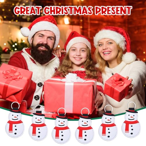 24 Pcs Christmas Lipstick Holder Keychain Lip Balm Holder Bulk Lipstick Neoprene Portable Sleeve for Christmas Party Favors Gifts Women Nurses Teachers Employees Friends(Snowman)