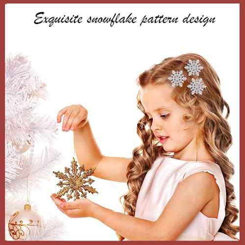 16 Pcs Snowflake Hair Clips Glitter Snowflake Hair Accessories Hairpins for Women Glitter Christmas Hair Barrettes Alligator Clips for Winter Holiday Party Supplies Party Favors