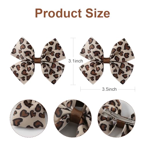 4Pcs Leopard Hair Bow Clips Girls Women Cheetah Print Hair Accessories