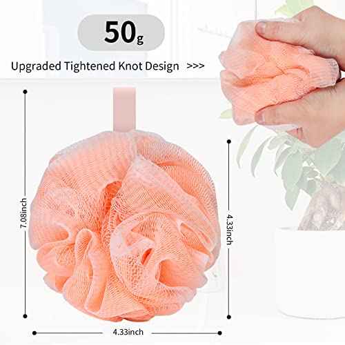 Bath Loofah Sponge Body Scrubber Shower Sponge Exfoliating Mesh Pouf Shower Ball Bath Sponges for Women and Men Bathing Accessories (4Pack 50G Colorful)