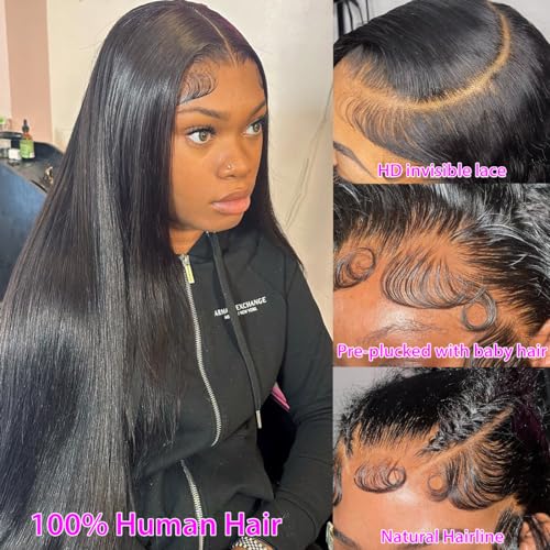 28 Inch Lace Front Wigs - Straight Human Hair, 180 Density, Glueless, 13x6 Frontal Wigs
