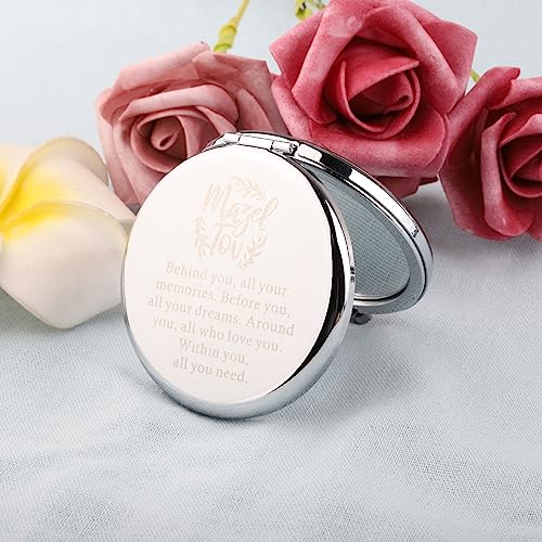 FEELMEM Mazel Tov Good Luck Compact Mirror Bat Mitzvah Gift Jewish Party Congratulations Gift Hanukkah Gift
