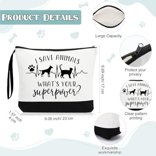 Paterr 2 Pcs Vet Tech Week Gifts Tote Bags Canvas Makeup Bags Veterinary Appreciation Thank Gifts for Vet Tech Assistant Pet Lover