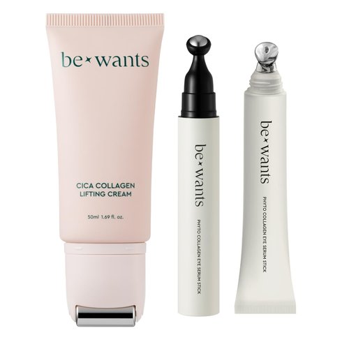 [K-Beauty] Bewants Centella Asiantica Collagen Lifting Cream(1.7 fl oz), Roll-On Eye Serum Stick and Eye Cream