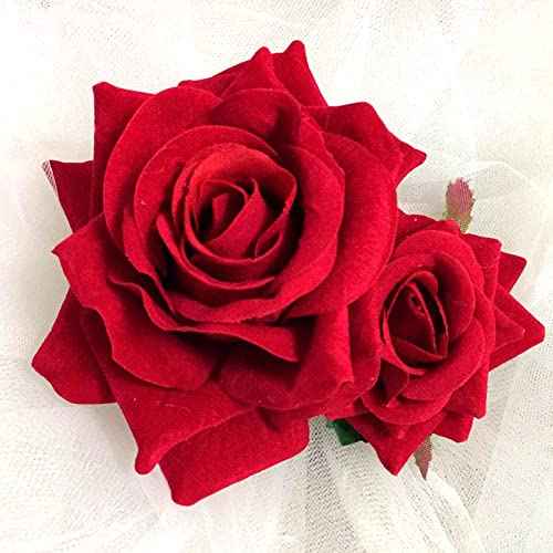 Flower Hair Combs, Rose Flower Bohemia Hairpin Bride Costume Hair Decor for Party Wedding Red(1pc)