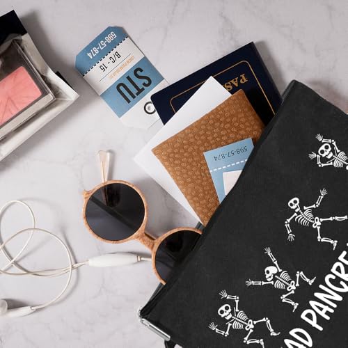 Dead Pancreas Club Cute Skeleton Diabetic Travel Cosmetic Bag, Diabetes Awareness Gifts, Funny Diabetic Bag Gift for Men Women Grandma Grandpa Mom Dad Aunt Uncle Sister Brother