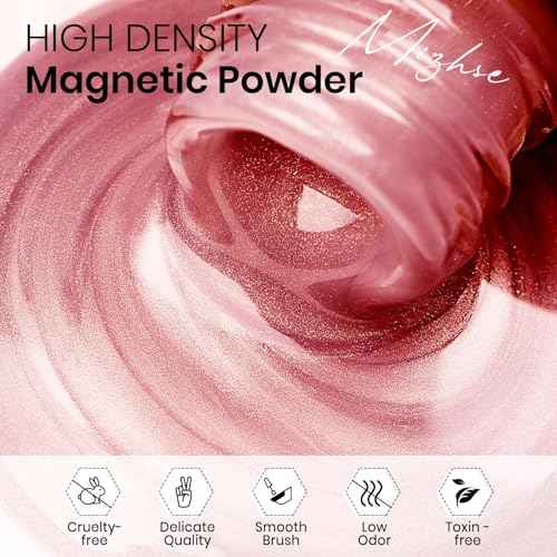 MIZHSE Cat Eye Gel Nail Polish, Moonlight Magnetic Gel Polish and Sheer Nude Nail Kit with 1 Magnet Stick, Glass Shiny Effect Silver Pink Purple Soak Off Manicure Home DIY