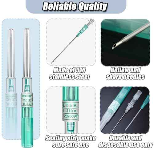 Catheter Piercing Needles - YONGDA 10Pcs 18G Catheter Needles Cateter Para Catheter Hollow Needles for Ear Nose Belly Cartilage Piercing Needles
