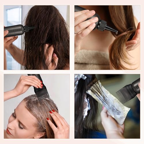 Pimoys Hair Oil Applicator Bottles Dye Brush for Women Scalp, Hair Color Products Things with Root Comb Hair Dye Tools, Black 2 Pack
